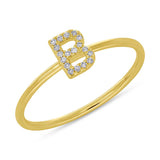 0.06ct 14k Yellow Gold Diamond Lady's Ring - Letter B