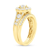0.20ct Round Brilliant Center and 1.20ct Side 14k Yellow Gold Diamond Wedding Set