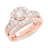0.20ct Round Brilliant Center and 1.20ct Side 14k Rose Gold Diamond Wedding Set
