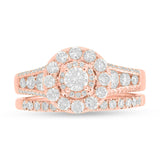 0.20ct Round Brilliant Center and 1.20ct Side 14k Rose Gold Diamond Wedding Set