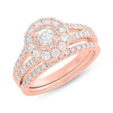 0.20ct Round Brilliant Center and 1.00ct Side 14k Rose Gold Diamond Wedding Set
