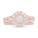 0.20ct Round Brilliant Center and 1.00ct Side 14k Rose Gold Diamond Wedding Set