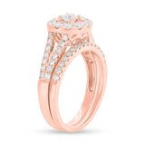 0.20ct Round Brilliant Center and 1.00ct Side 14k Rose Gold Diamond Wedding Set