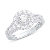 0.20ct Round Brilliant Center and 1.02ct Side 14k White Gold Diamond Engagement Ring