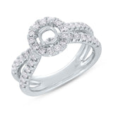 0.90ct 14k White Gold Diamond Semi-mount Ring for 0.60ct Center