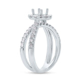 0.90ct 14k White Gold Diamond Semi-mount Ring for 0.60ct Center