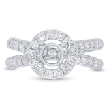 0.70ct 14k White Gold Diamond Semi-mount Ring for 6x4mm Center
