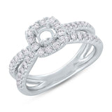 0.70ct 14k White Gold Diamond Semi-mount Ring for 0.40ct Center