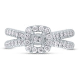 0.70ct 14k White Gold Diamond Semi-mount Ring for 0.40ct Center
