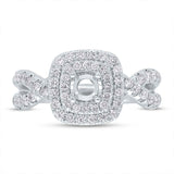 0.70ct 14k White Gold Diamond Semi-mount Ring for 0.40ct Center