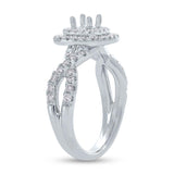 0.70ct 14k White Gold Diamond Semi-mount Ring for 0.40ct Center