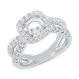 1.00ct 14k White Gold Diamond Semi-mount Ring for 1.00ct Center