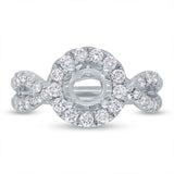 0.80ct 14k White Gold Diamond Semi-mount Ring for 1.00ct Center