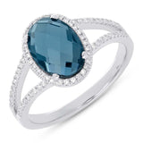 0.19ct Diamond & 2.70ct London Blue Topaz 14k White Gold Ring