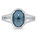 0.19ct Diamond & 2.70ct London Blue Topaz 14k White Gold Ring