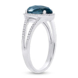 0.19ct Diamond & 2.70ct London Blue Topaz 14k White Gold Ring