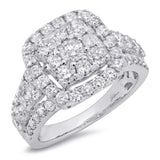 2.32ct 14k White Gold Diamond Cluster Engagement Ring Size 6.5