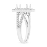 0.72ct 14k White Gold Diamond Semi-mount Ring for 8x8mm Center Size 6.5