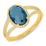 0.19ct Diamond & 2.70ct London Blue Topaz 14k Yellow Gold Ring