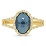 0.19ct Diamond & 2.70ct London Blue Topaz 14k Yellow Gold Ring