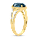 0.19ct Diamond & 2.70ct London Blue Topaz 14k Yellow Gold Ring
