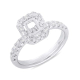 0.65ct 14k White Gold Diamond Semi-mount Ring for 6x4.5mm Center