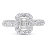 0.65ct 14k White Gold Diamond Semi-mount Ring for 6x4.5mm Center