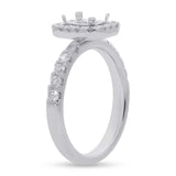 0.65ct 14k White Gold Diamond Semi-mount Ring for 6x4.5mm Center