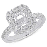 0.75ct 14k White Gold Diamond Semi-mount Ring for 6x4.5mm Center