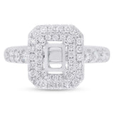 0.75ct 14k White Gold Diamond Semi-mount Ring for 6x4.5mm Center