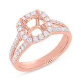 0.64ct 18k Rose Gold Diamond Semi-mount Ring for 1.50ct Center
