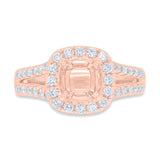 0.64ct 18k Rose Gold Diamond Semi-mount Ring for 1.50ct Center