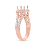 0.64ct 18k Rose Gold Diamond Semi-mount Ring for 1.50ct Center
