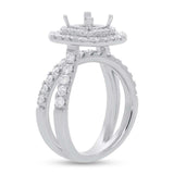 1.45ct 14k White Gold Diamond Semi-mount Ring for 6x6mm Center