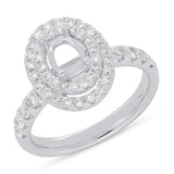 0.85ct 14k White Gold Diamond Semi-mount Ring for 7x5mm Center