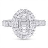 0.85ct 14k White Gold Diamond Semi-mount Ring for 7x5mm Center