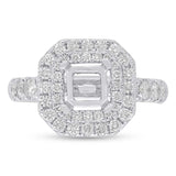 1.00ct 14k White Gold Diamond Semi-mount Ring for 6x6mm Center