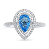 0.38ct Diamond & 1.61ct Blue Topaz 14k White Gold Ring Size 10