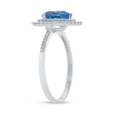 0.38ct Diamond & 1.61ct Blue Topaz 14k White Gold Ring Size 10