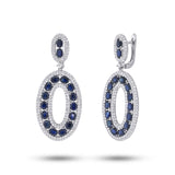 2.96ct Diamond & 8.00ct Blue Sapphire 14k White Gold Lady's Earring