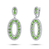 2.96ct Diamond & 6.23ct Green Garnet 14k White Gold Lady's Earring