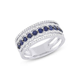0.35ct Diamond & 0.65ct Blue Sapphire 14k White Gold Lady's Ring
