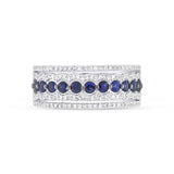 0.35ct Diamond & 0.65ct Blue Sapphire 14k White Gold Lady's Ring
