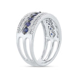 0.35ct Diamond & 0.65ct Blue Sapphire 14k White Gold Lady's Ring
