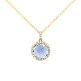 0.10ct Diamond & 2.25ct Blue Topaz 14k Yellow Gold Pendant