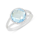 0.20ct Diamond & 4.30ct Blue Topaz 14k White Gold Ring