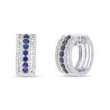 0.46ct Diamond & 0.85ct Blue Sapphire 14k White Gold Huggie Earring