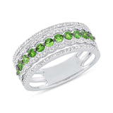 0.35ct Diamond & 0.56ct Green Garnet 14k White Gold Lady's Ring