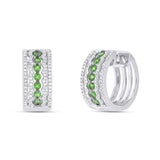 0.46ct Diamond & 0.67ct Green Garnet 14k White Gold Huggie Earring