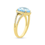 0.20ct Diamond & 4.30ct Blue Topaz 14k Yellow Gold Ring